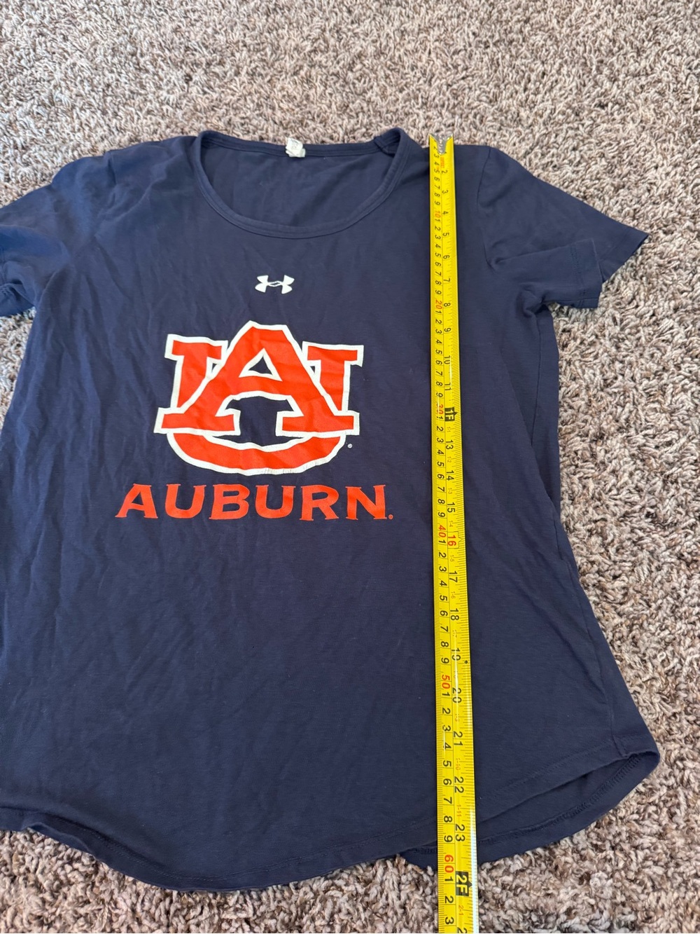 University Of Auburn Under Armour Navy Orange Heat Gear Women's Shirt Top M - Picture 4 of 5